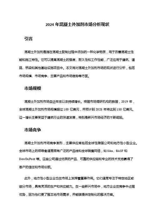 2024年混凝土外加剂市场分析现状