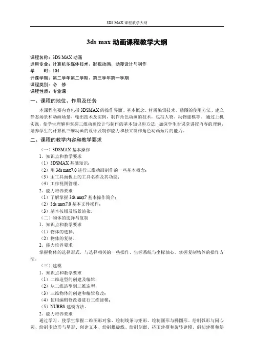 3D Max大纲各种操作用法