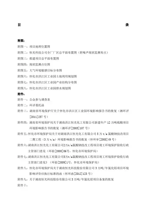 湖南恒光科技股份有限公司氯化铝项目环评报告书报