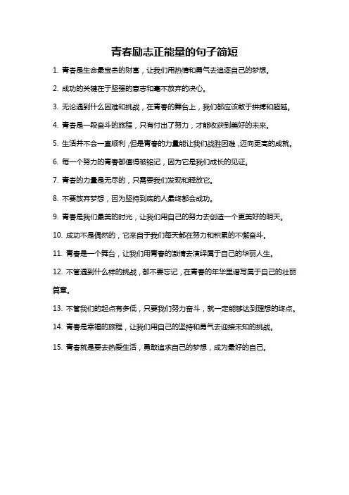 青春励志正能量的句子简短