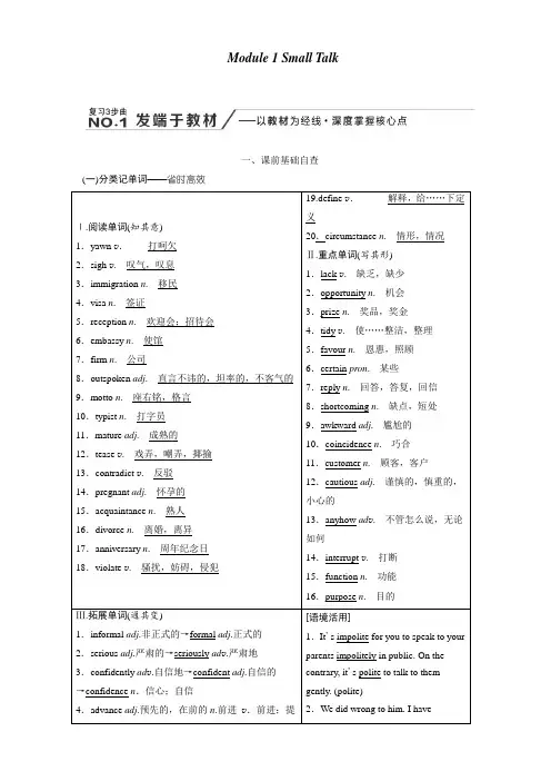 2020版高考英语新创新一轮复习外研版讲义：选修6Module1SmallTalk含答案