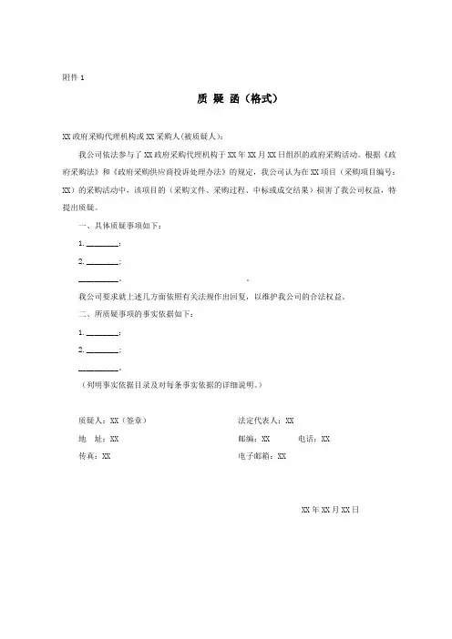 质疑函模板