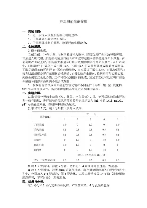 肝组织的生酮作用