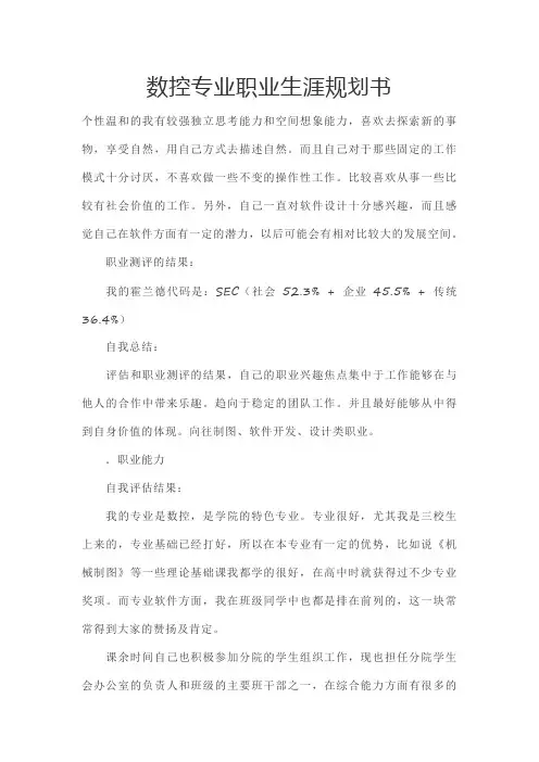 数控专业职业生涯规划书