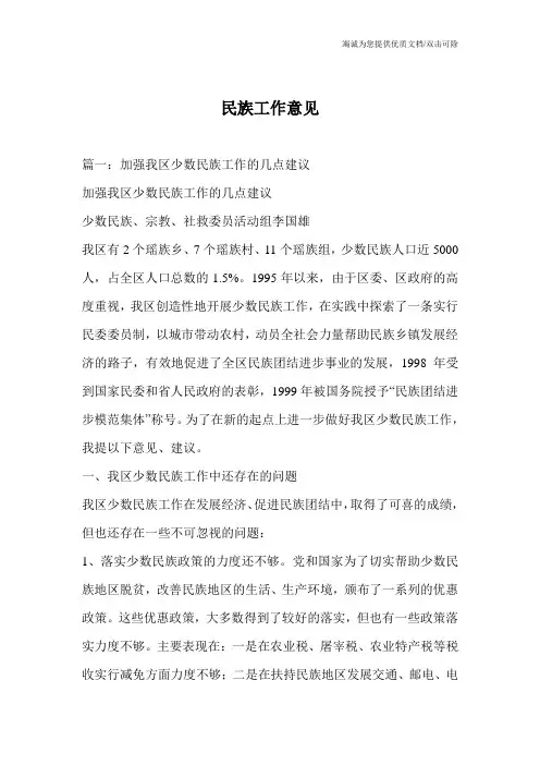 民族工作意见