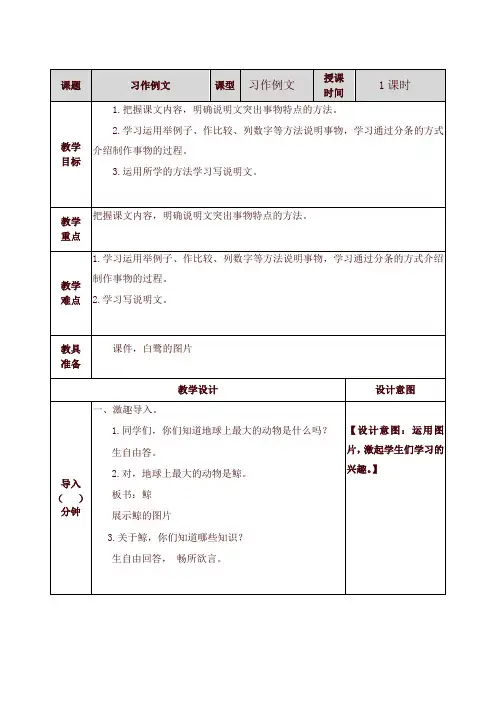 部编版(统编版)五年级语文上册习作例文教案