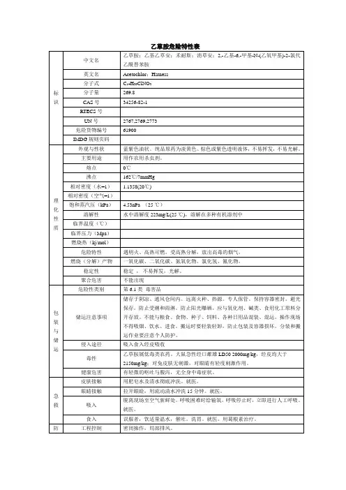 乙草胺危险特性表