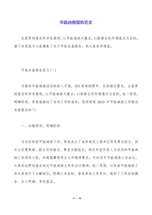 节能自查报告范文.doc