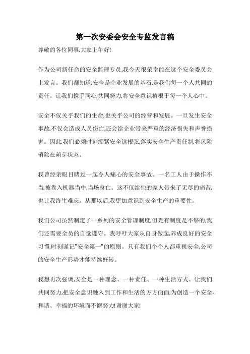第一次安委会安全专监发言稿