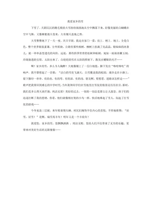 我爱家乡的雪