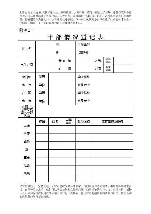 干部人事档案专项审核相关表格及填表说明