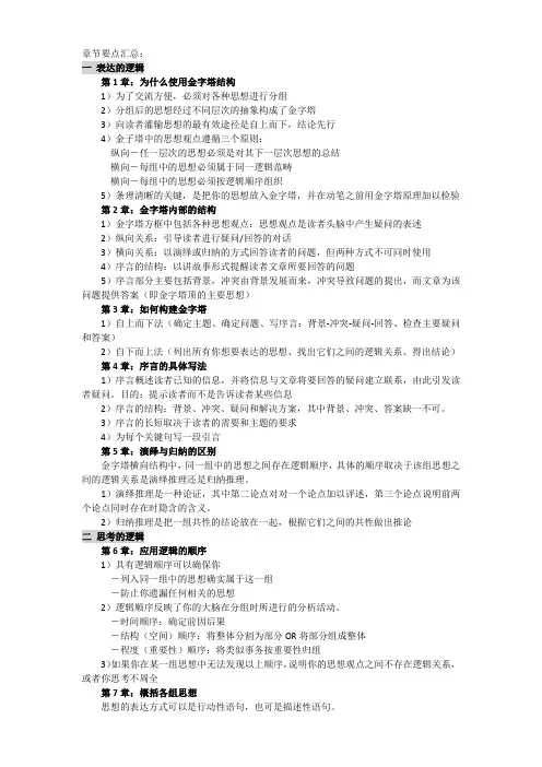 金字塔章节简要汇总