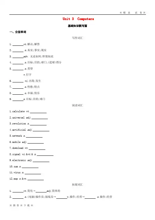 (精品人教)2020版高考英语一轮复习 Unit 3 Computer词汇训练 新人教版必修2