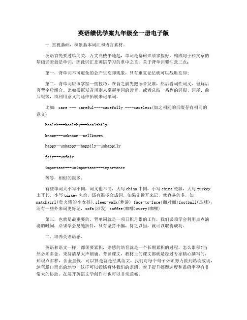 英语绩优学案九年级全一册电子版