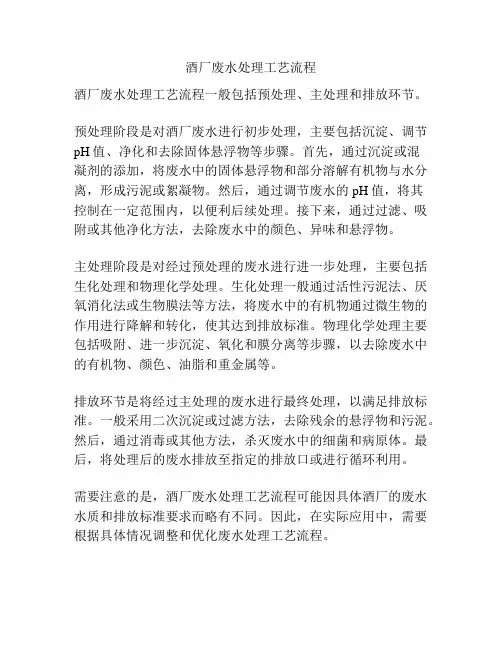 酒厂废水处理工艺流程