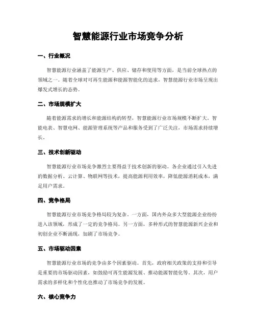 智慧能源行业市场竞争分析