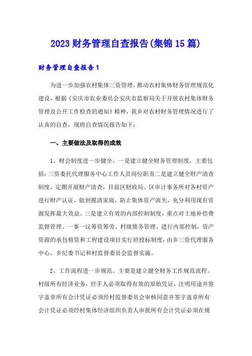 2023财务管理自查报告(集锦15篇)