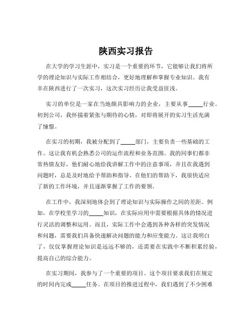 陕西实习报告