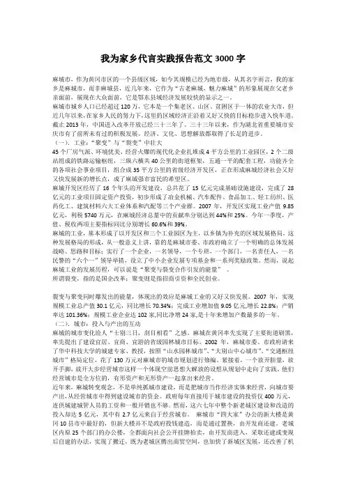 我为家乡代言实践报告范文3000字