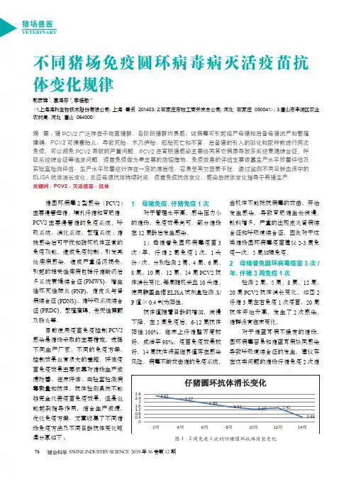 不同猪场免疫圆环病毒病灭活疫苗抗体变化规律