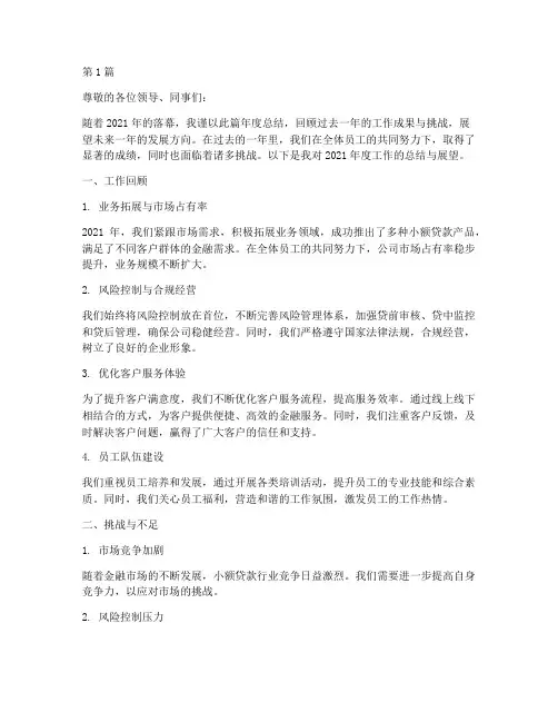 小额贷总经理年度总结(3篇)