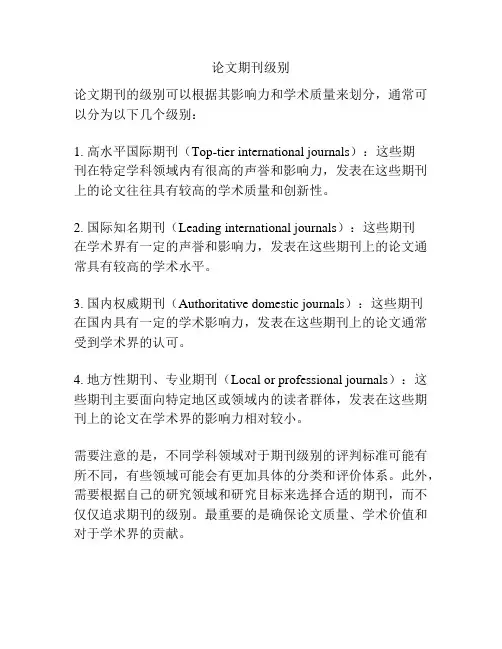 论文期刊级别