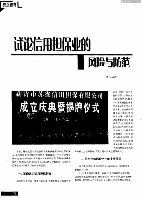 试论信用担保业的风险与防范