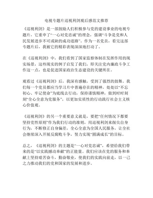 电视专题片巡视利剑观后感范文推荐