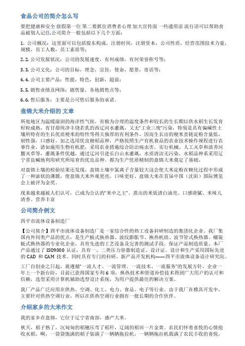 大米公司简介范文
