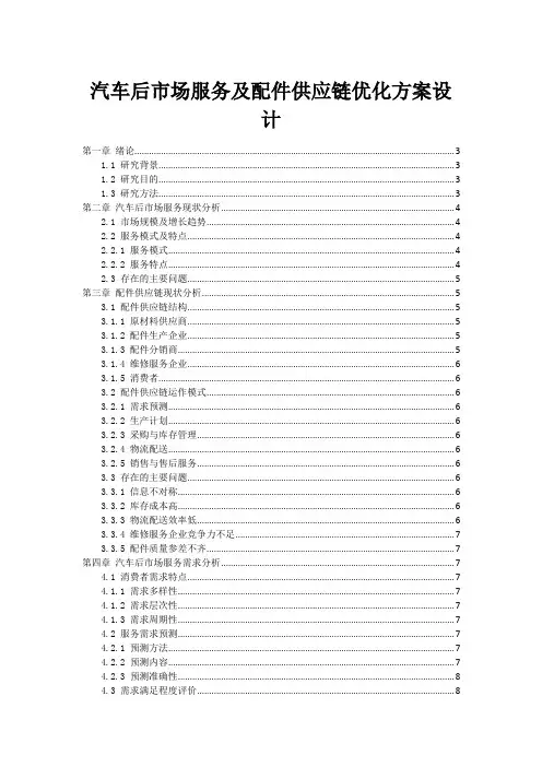汽车后市场服务及配件供应链优化方案设计