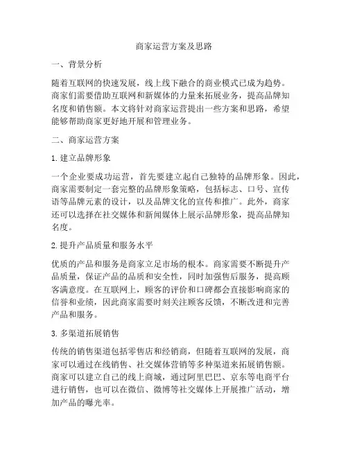 商家运营方案及思路