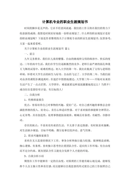 计算机专业的职业生涯规划书