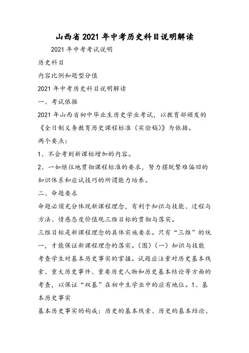 山西省中考历史科目说明解读