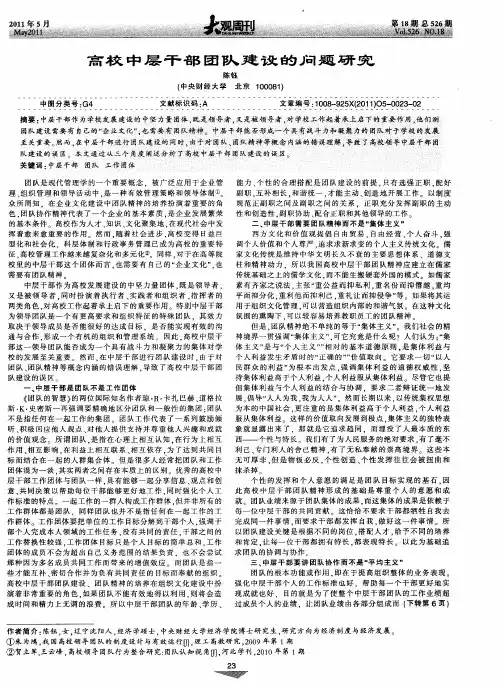 高校中层干部团队建设的问题研究