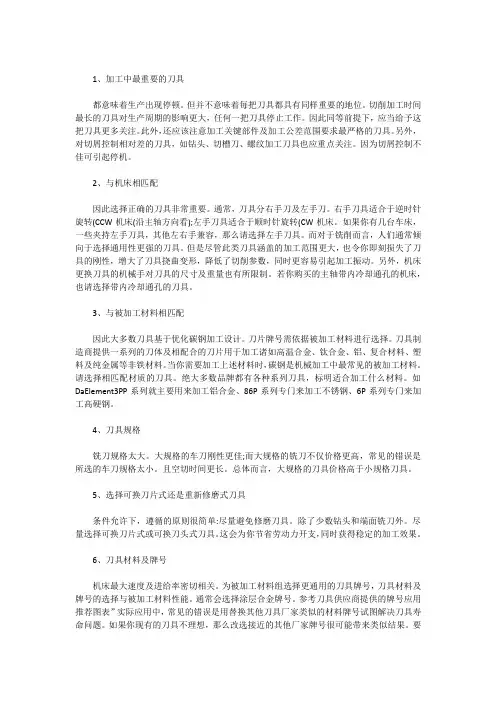 数控刀具选择常用的十五条原则,选错后悔!