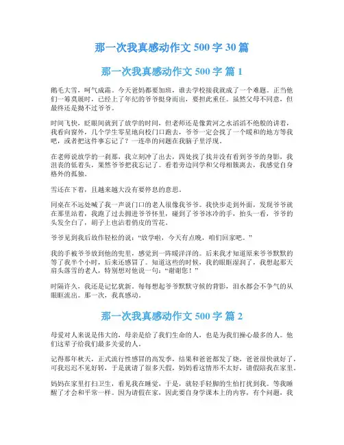 那一次我真感动作文500字30篇