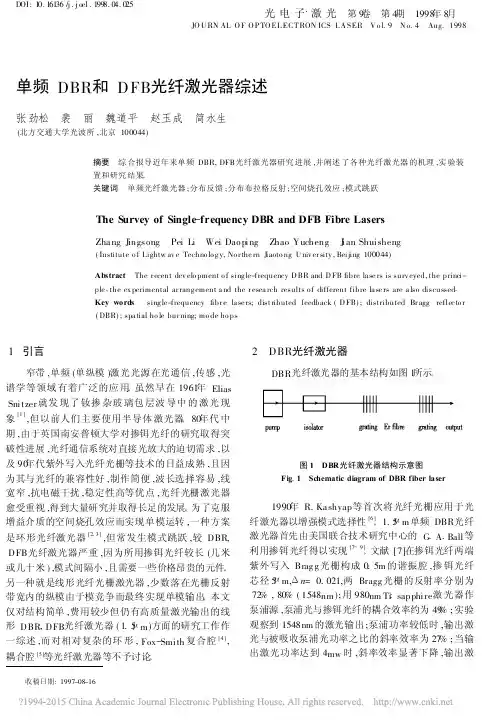 单频DBR和DFB光纤激光器综述