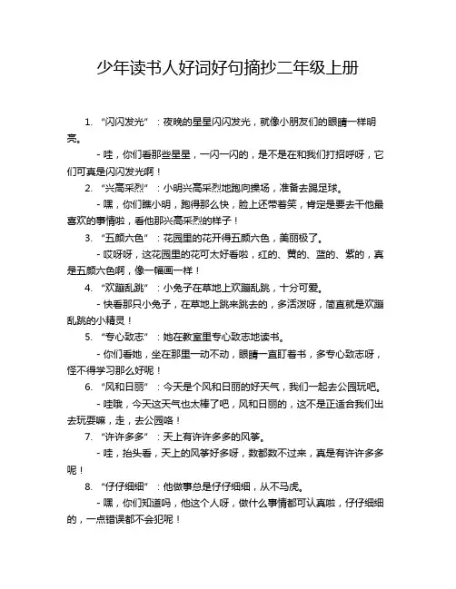 少年读书人好词好句摘抄二年级上册