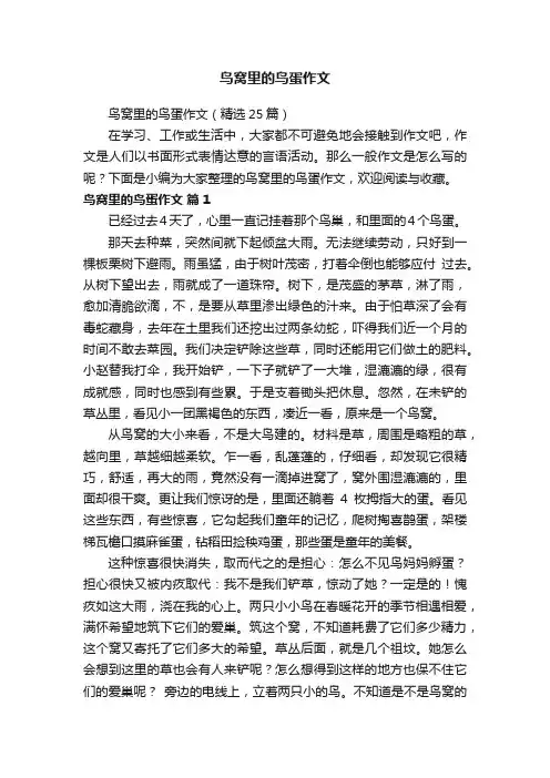 鸟窝里的鸟蛋作文