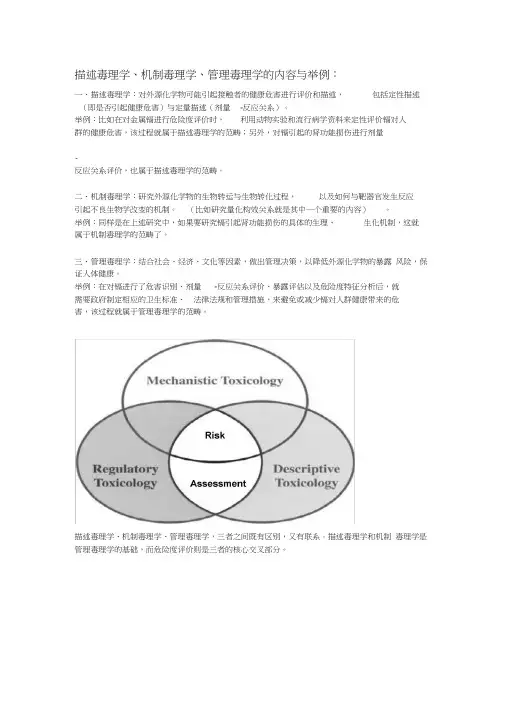 描述毒理学机制毒理学管理毒理学的内容与举例