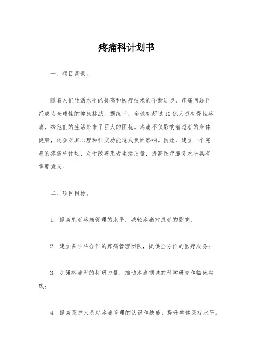疼痛科计划书