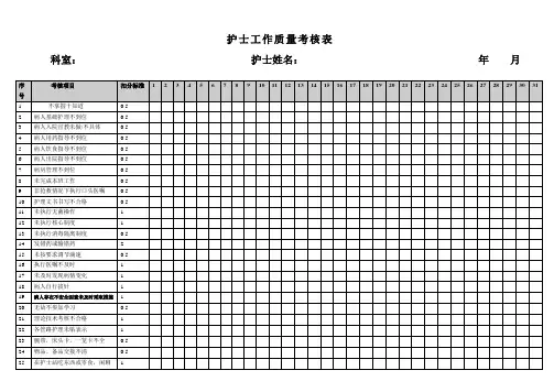护士工作质量考核表