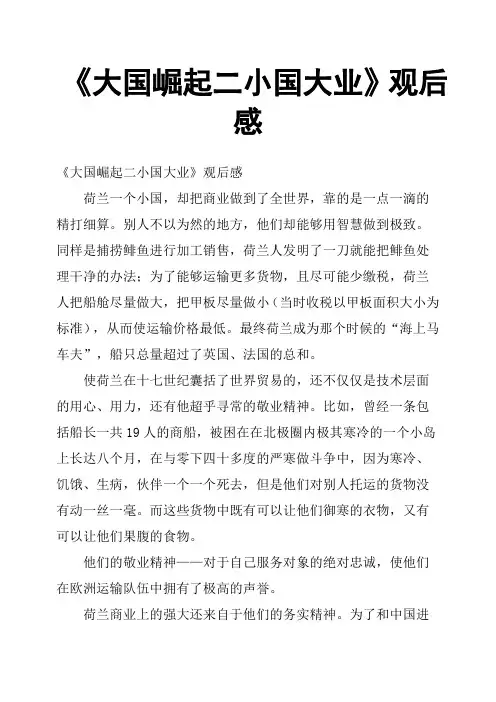 《大国崛起二小国大业》观后感