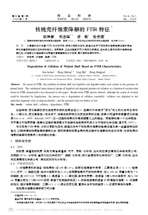 核桃壳纤维素降解的FTIR特征