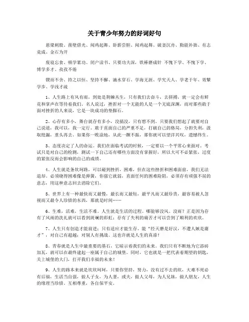 关于青少年努力的好词好句