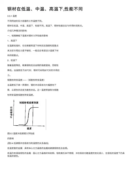 钢材在低温、中温、高温下,性能不同