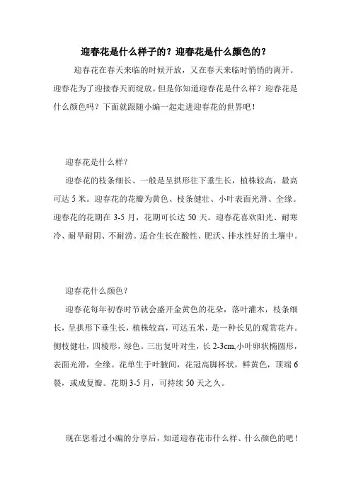 迎春花是什么样子的？迎春花是什么颜色的？.doc