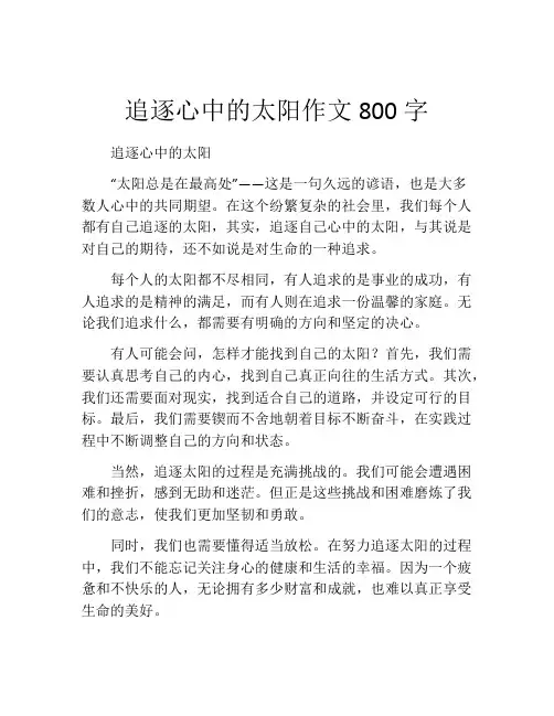 追逐心中的太阳作文800字