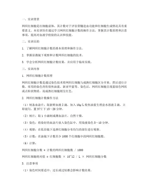 网织红细胞计数实训报告