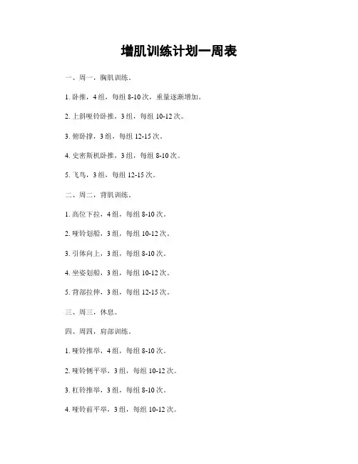 增肌训练计划一周表